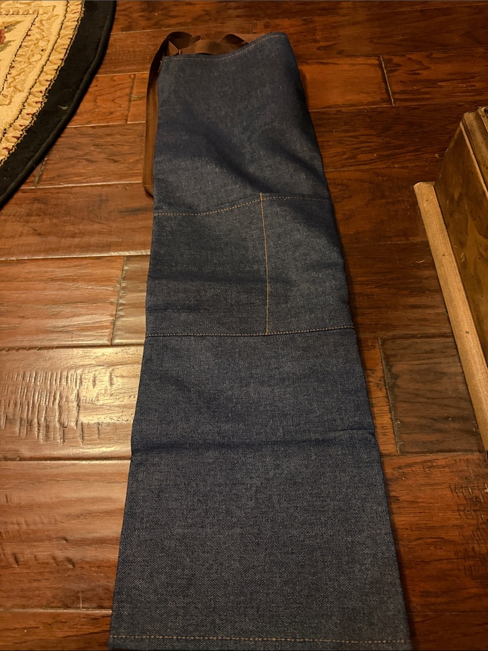 Men's Dark Blue Denim Apron with Contrast Stitching